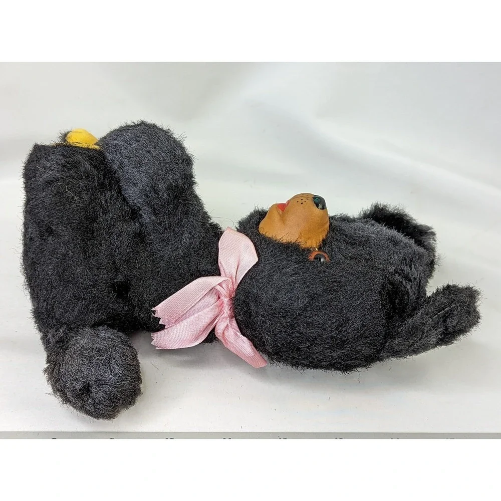 Vintage Black Bear Plush Rubber Nose 8‎ Inch Japan Stuffed Animal Toy